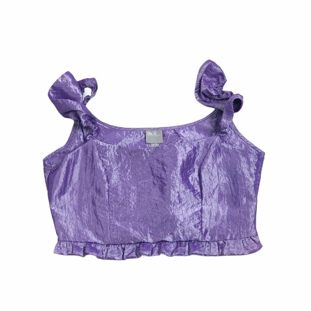 Womens Purple Sleeveless Cropped Top